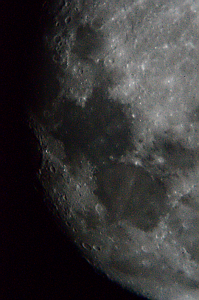  The Moon. My first attempt at astral-photography. Sharpened a bit in post using Gimp. 